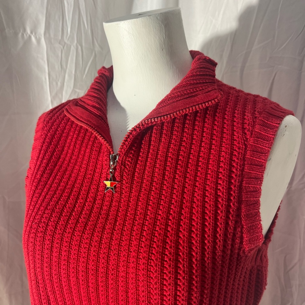 Tommy Hilfiger Red Ribbed Knit Top
